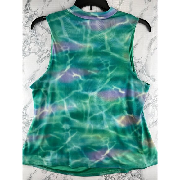 Bar III Womens Plus Size 2X Cowl Neck Top Green Ombre Waves Sleeveless - Picture 2 of 9